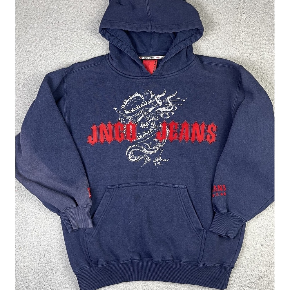 VINTAGE RARE Y2K JNCO JEANS DRAGON HOODIE SKATE‎ Youth Large